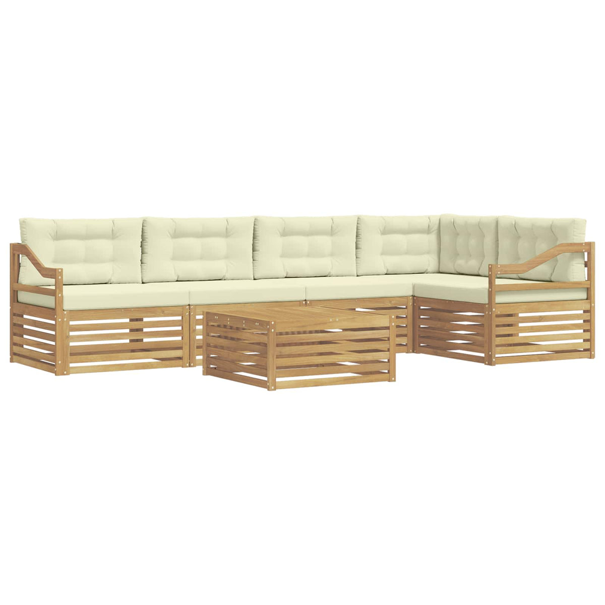 Set vanjskih sofa 6 kom. Bijela i krem Poliester