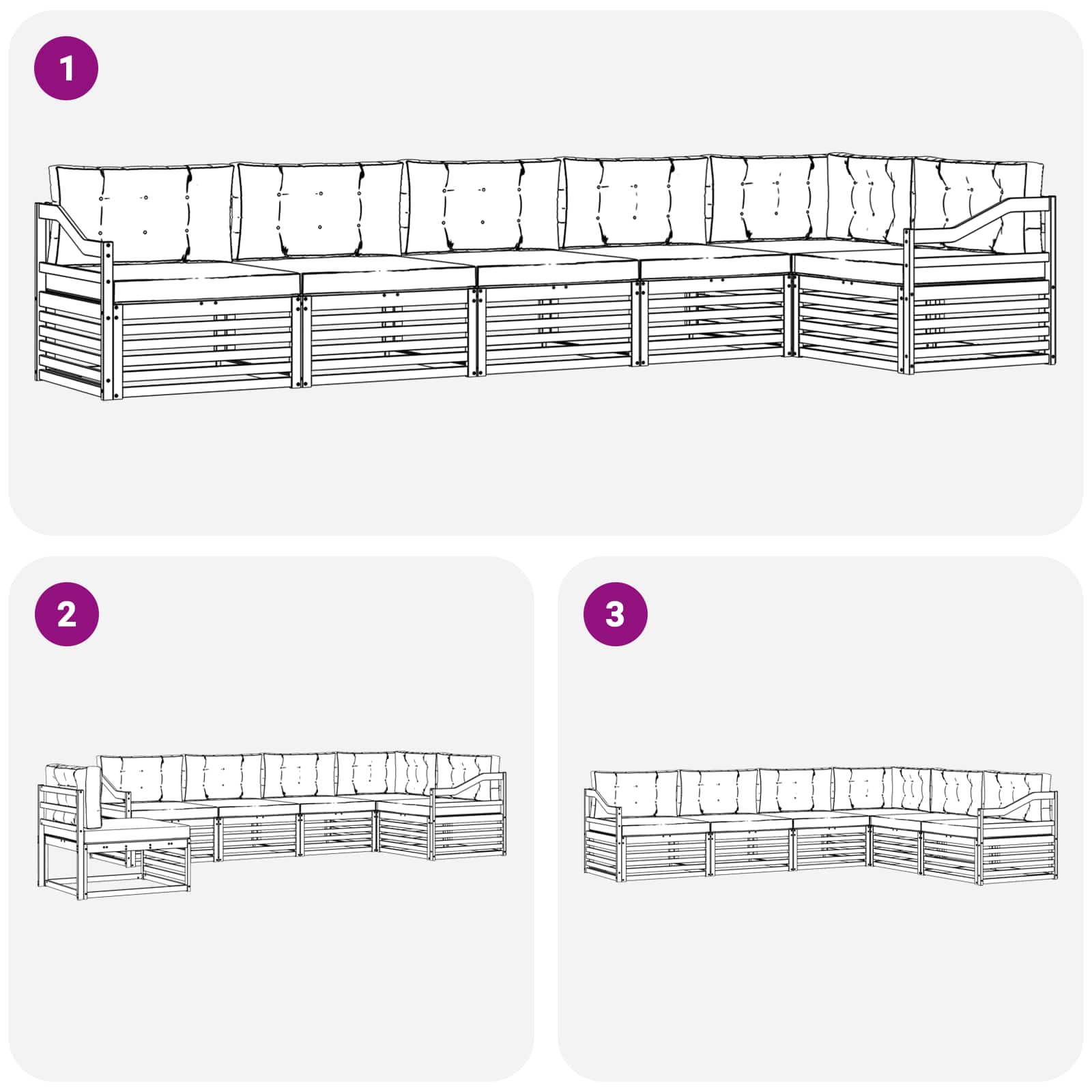 Set vanjskih sofa 6 pcs Bijela i antracit 404 x 166,5 x 73 cm