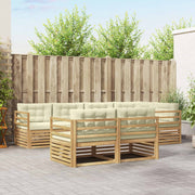 Set vanjskih sofa 7 kom. Bijela i krem Poliester Smeđa 325,5 x 166,5 x 73 cm
