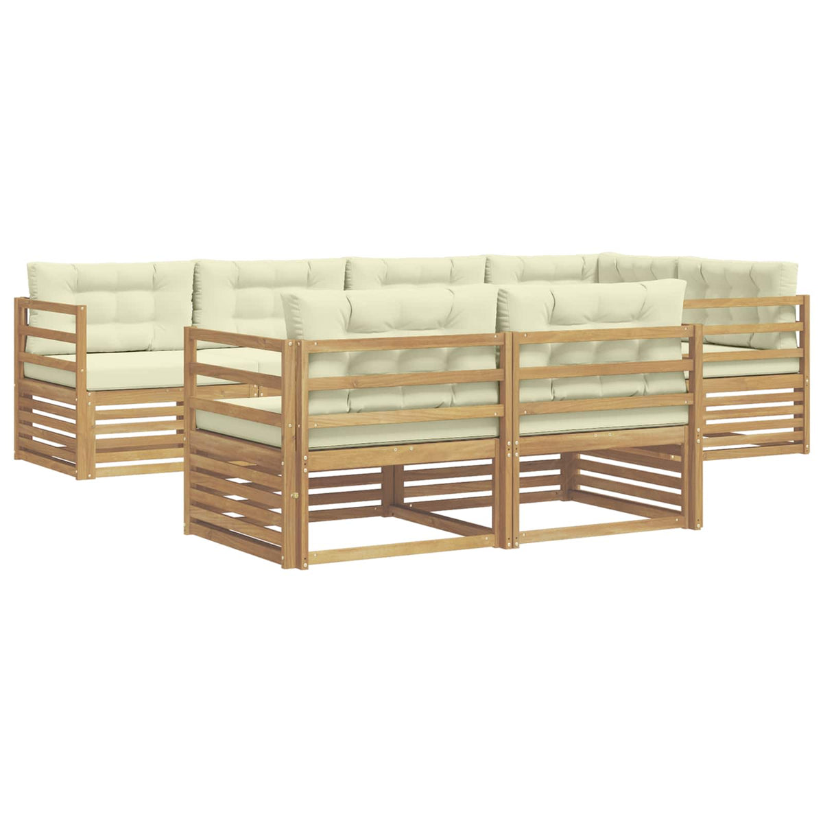 Set vanjskih sofa 7 kom. Bijela i krem Poliester Smeđa 325,5 x 166,5 x 73 cm