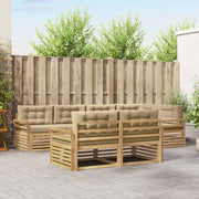 Set vanjskih sofa 7 kom. Bijela i bež Poliester Smeđa 329 x 170,5 x 73 cm