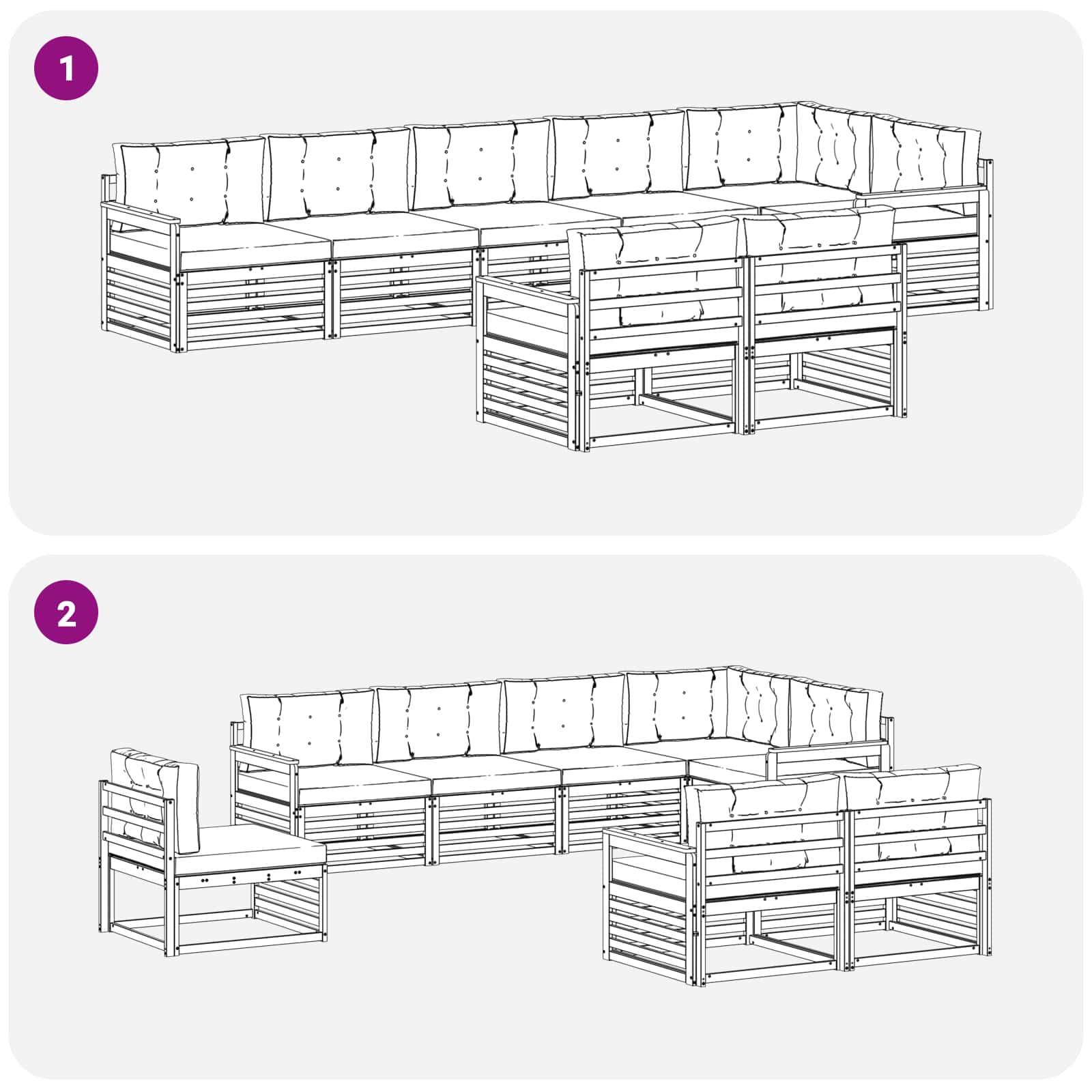 Set vanjskih sofa s jastukom 8 pcs Bijela i krem Poliester