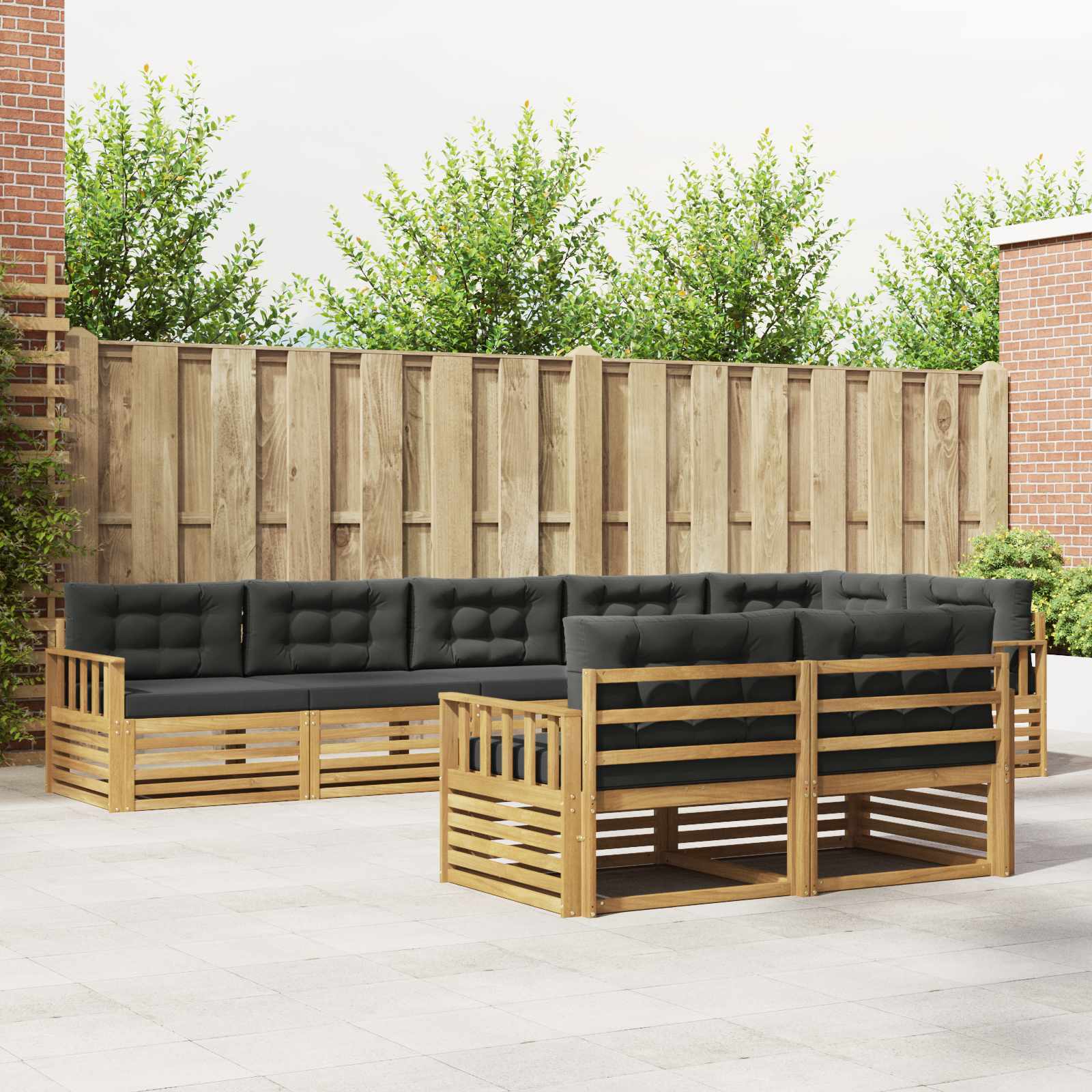 Set vanjskih sofa s jastukom 8 pcs Bijela i antracit Poliester