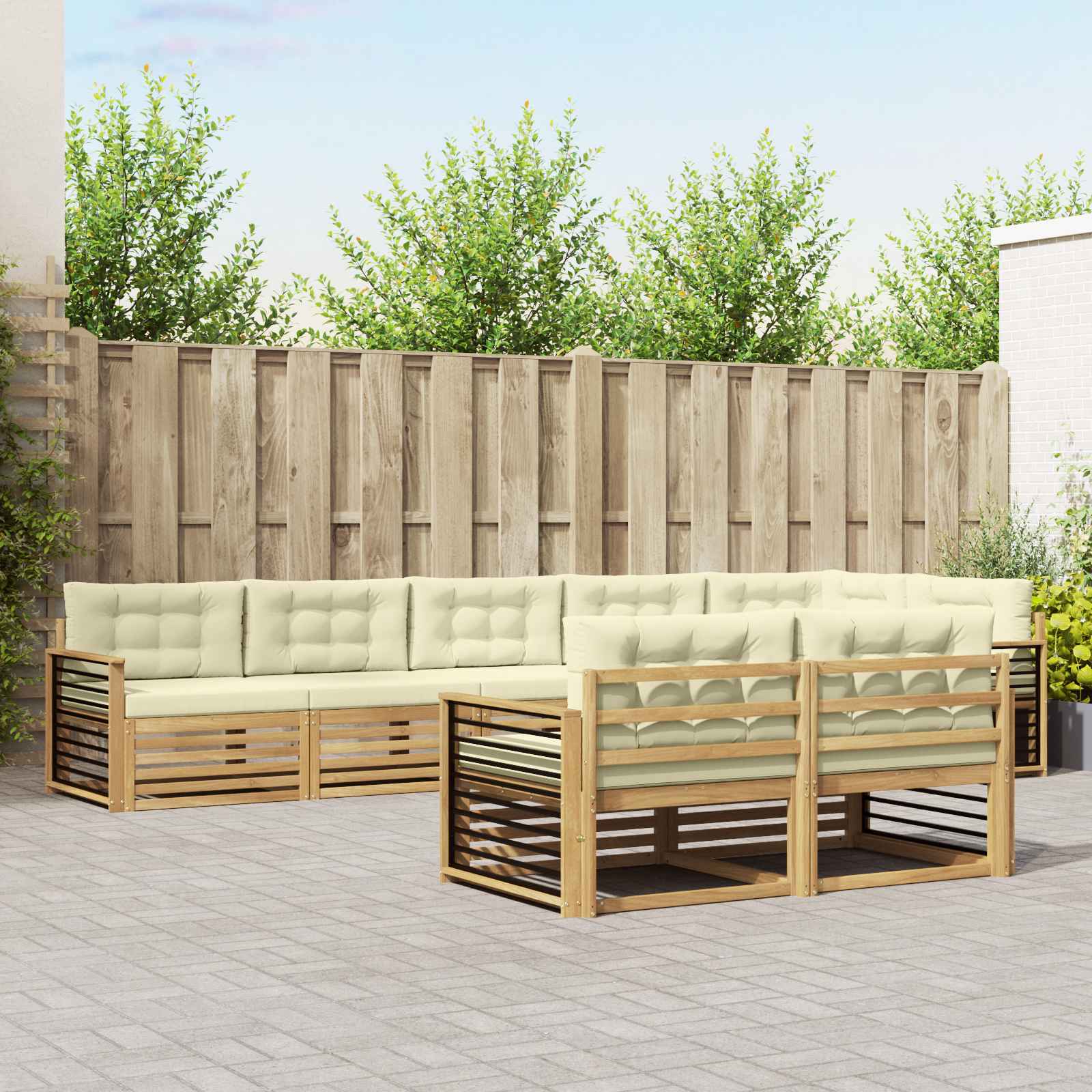 Set vanjskih sofa s jastukom 8 pcs Bijela i krem Poliester