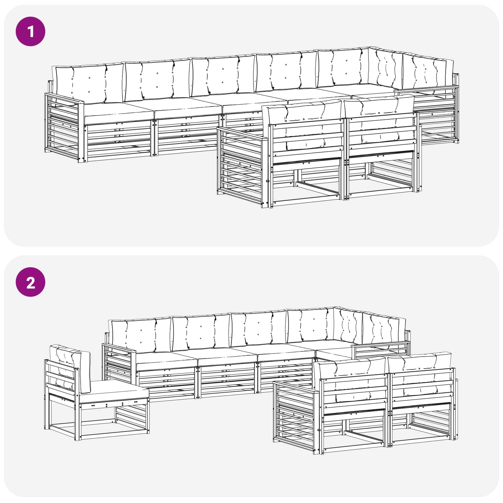Set vanjskih sofa s jastukom 8 pcs Bijela i krem Poliester