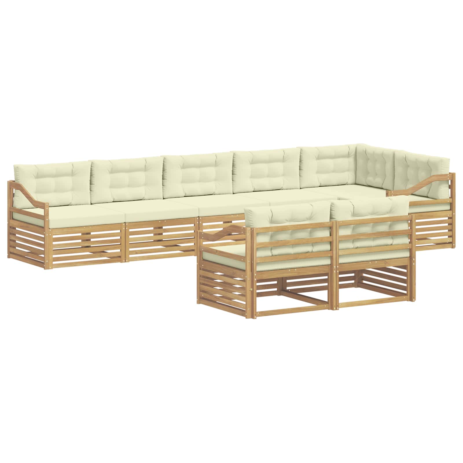 Set vanjskih sofa s jastukom 8 pcs Bijela i krem Poliester