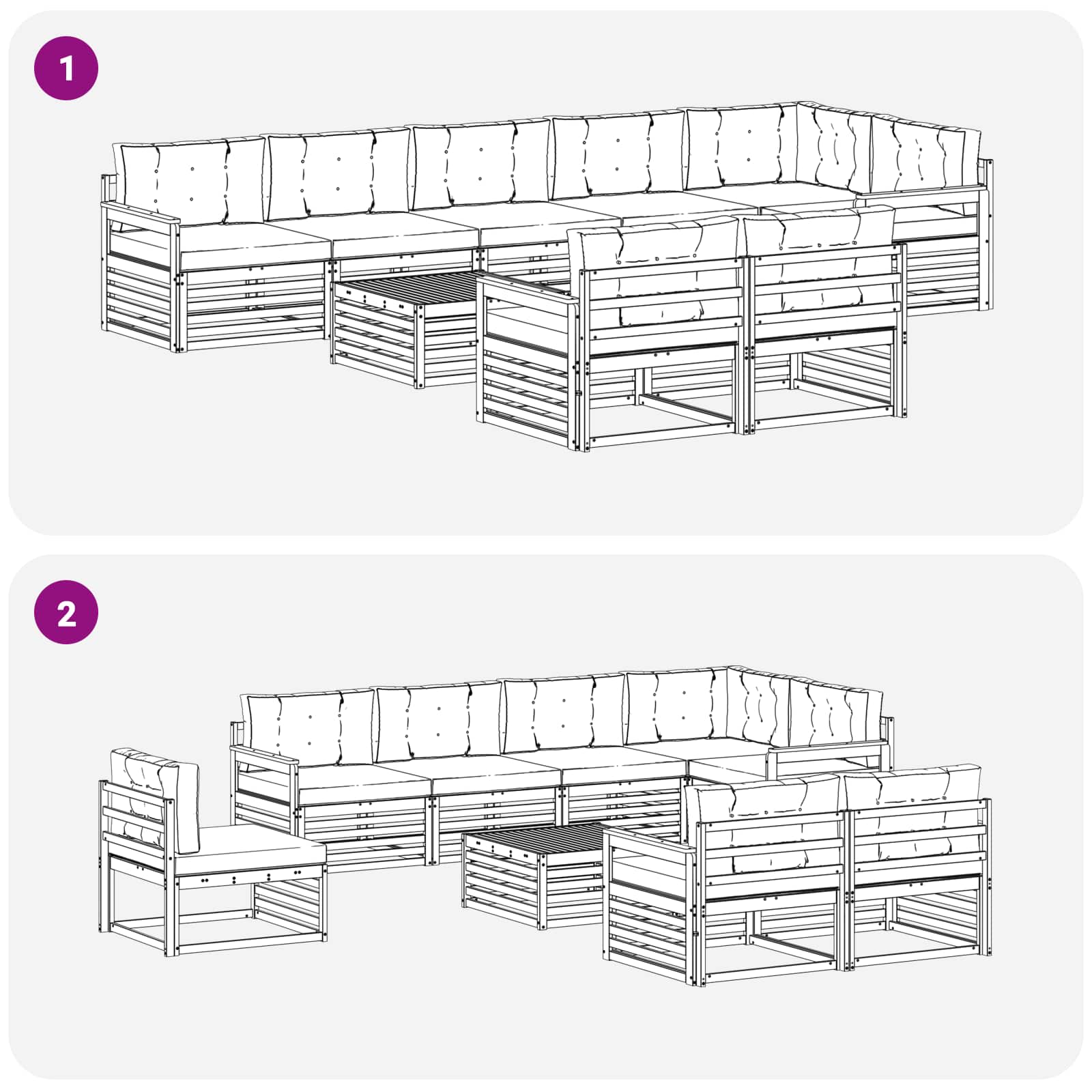Set vanjskih sofa s jastukom 9 pcs Bijela i bež Poliester