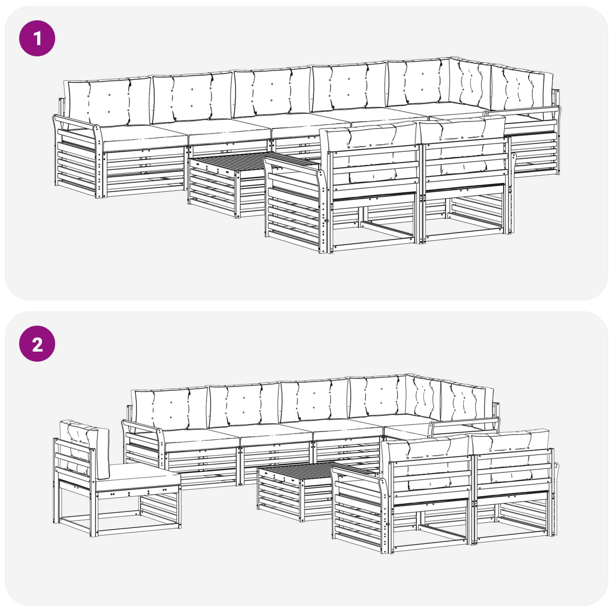 Set vanjskih sofa 9 kom. Bijela i bež Poliester