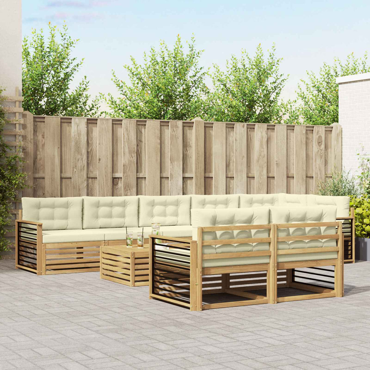 Set vanjskih sofa 9 kom. Bijela i krem Poliester 79 x 79 x 37 cm