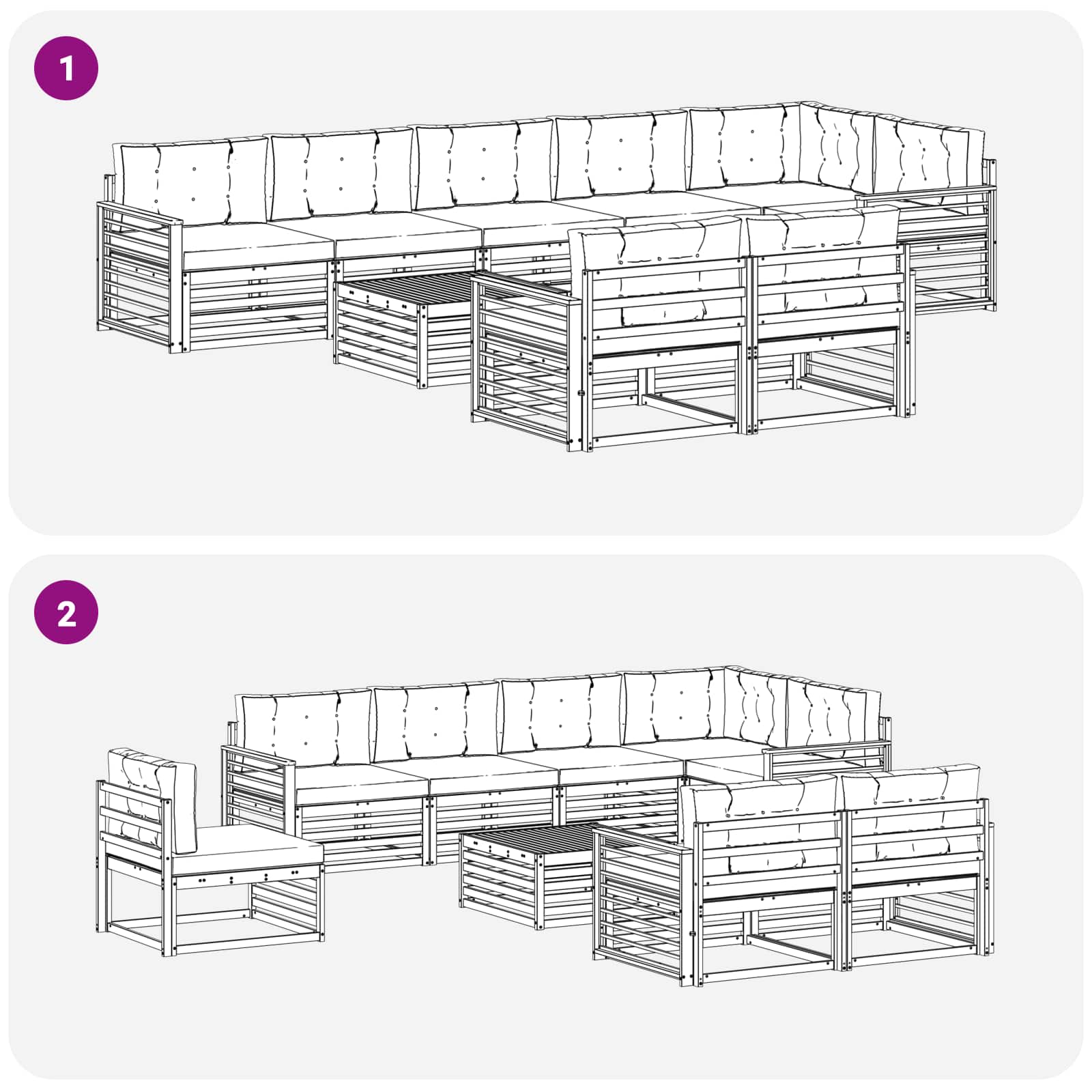 Set vanjskih sofa s jastukom 9 pcs Bijela i krem Poliester