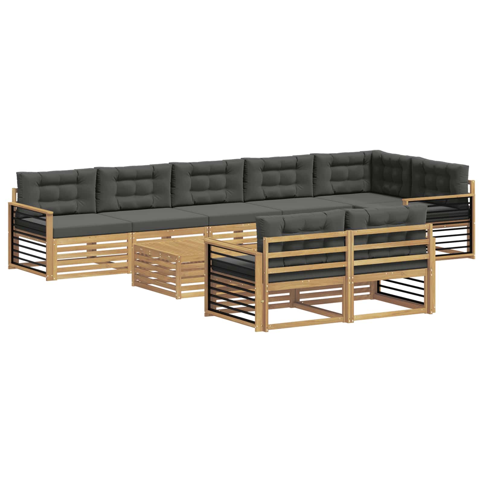 Set vanjskih sofa s jastukom 9 pcs Bijela i antracit Poliester