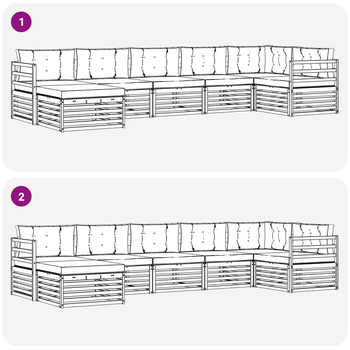 Set vanjskih sofa 7 kom. Bijela i bež Smeđa 404 x 166,5 x 73 cm