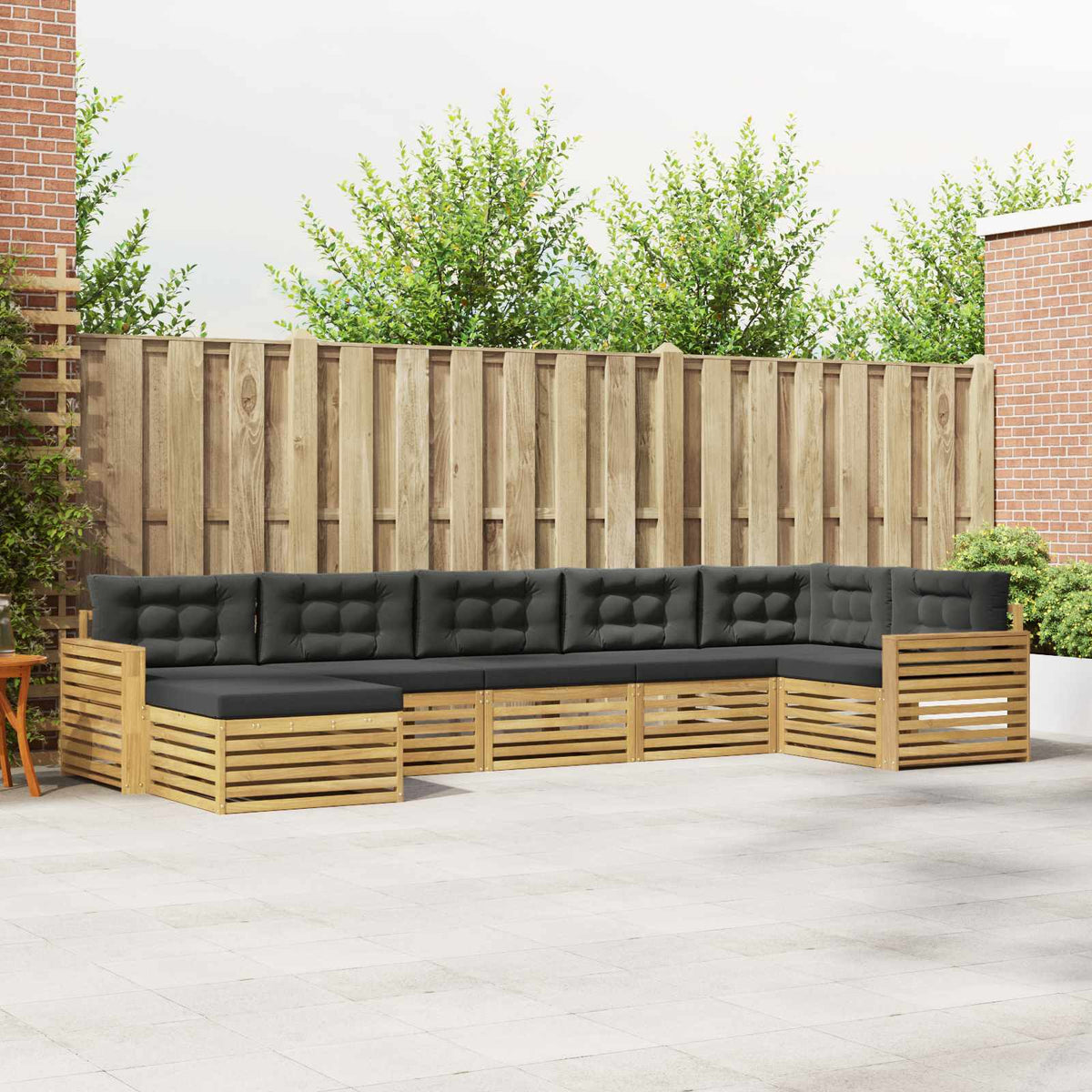 Set vanjskih sofa 7 kom. Bijela i antracit Smeđa 410 x 172,5 x 73 cm