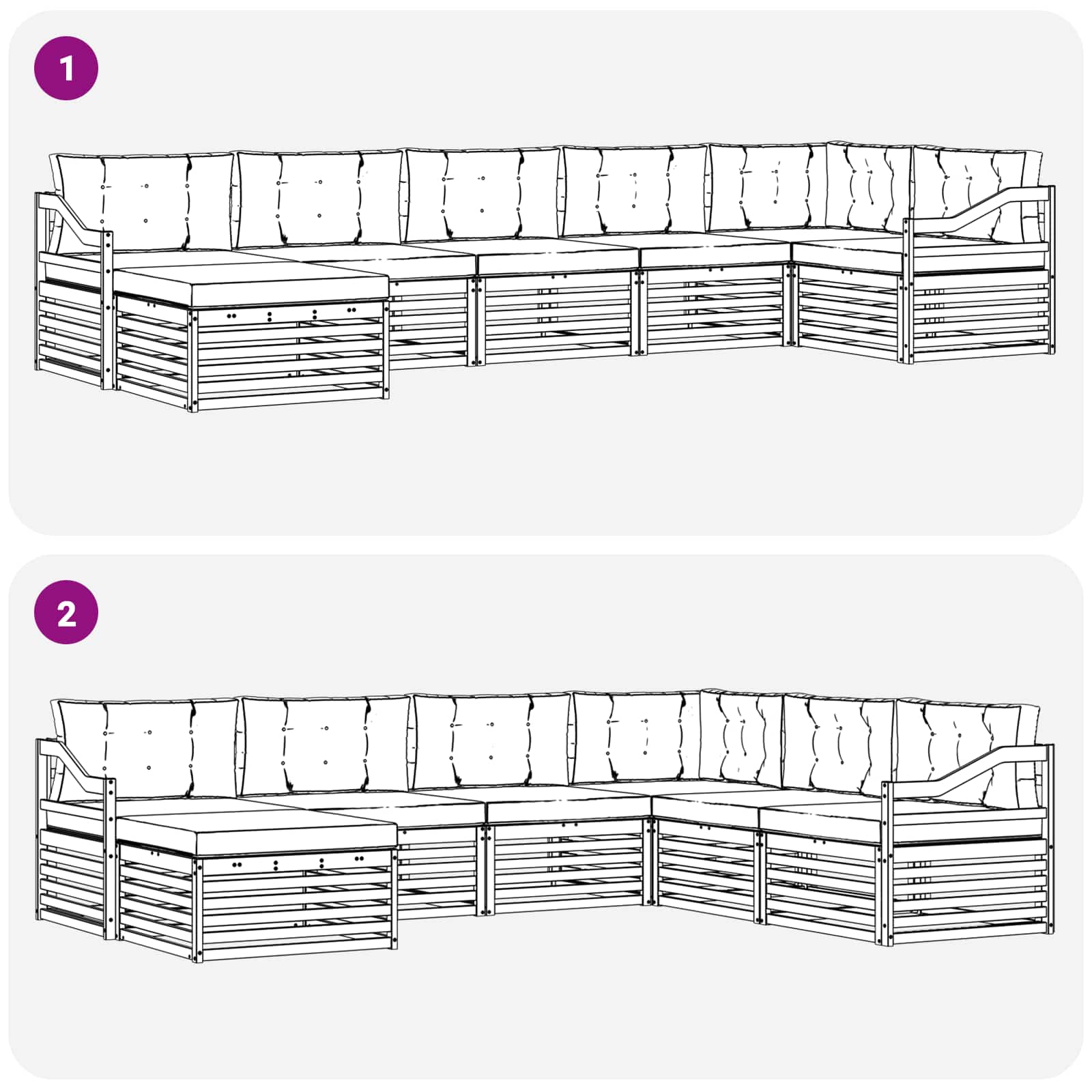 Set vanjskih sofa 7 pcs Bijela i bež