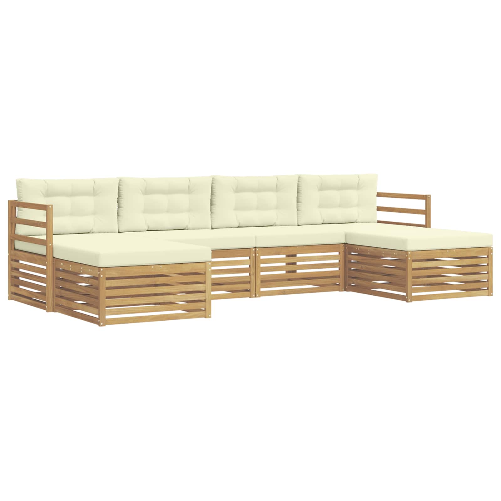 Set vanjskih sofa 6 kom. Bijela i krem Čvrsto drvo akacije