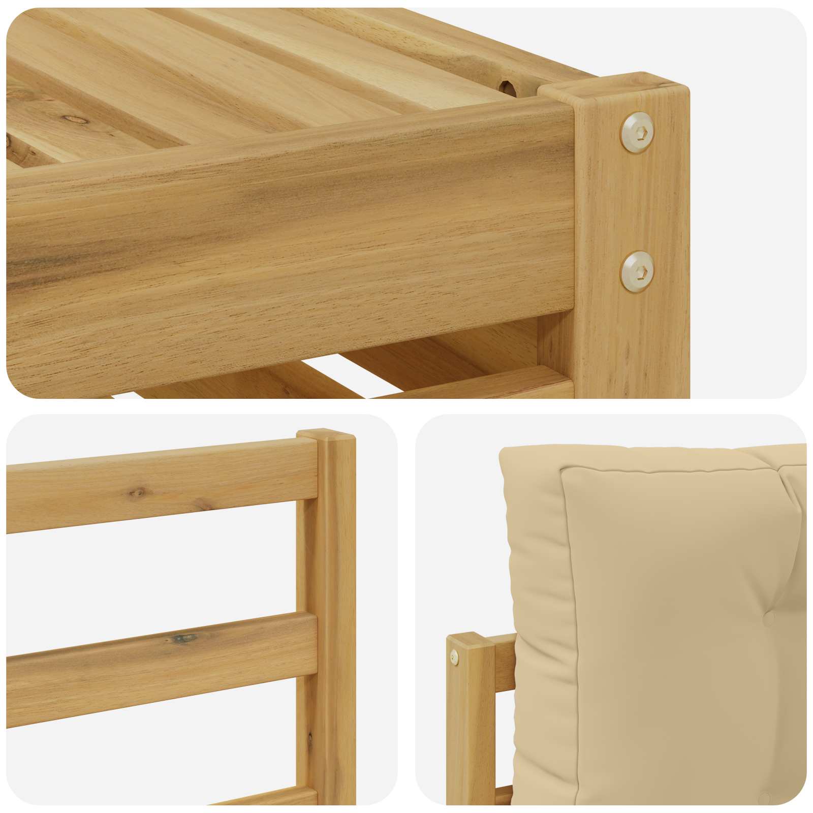 Set vanjskih sofa 6 kom. Bijela i bež Čvrsto drvo akacije