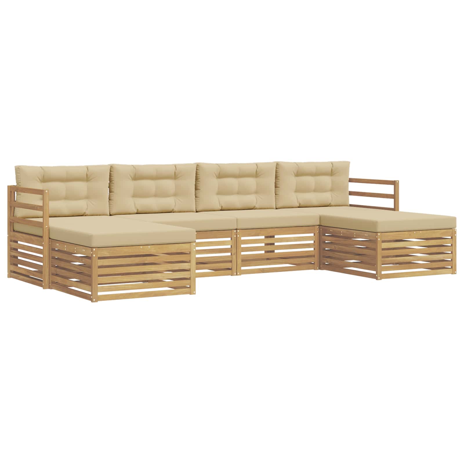 Set vanjskih sofa 6 kom. Bijela i bež Čvrsto drvo akacije