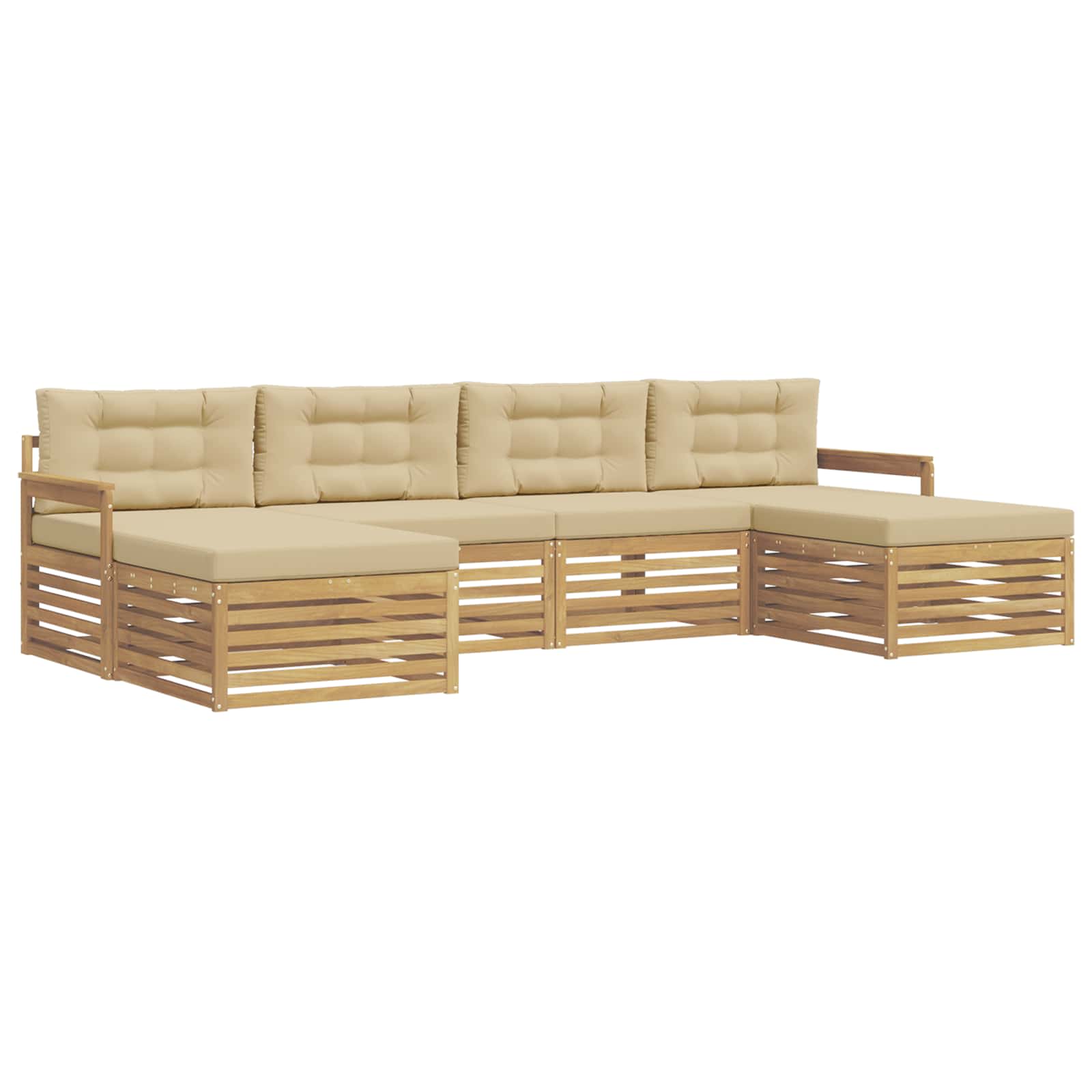 Set vanjskih sofa 6 kom. Bijela i bež Čvrsto drvo akacije