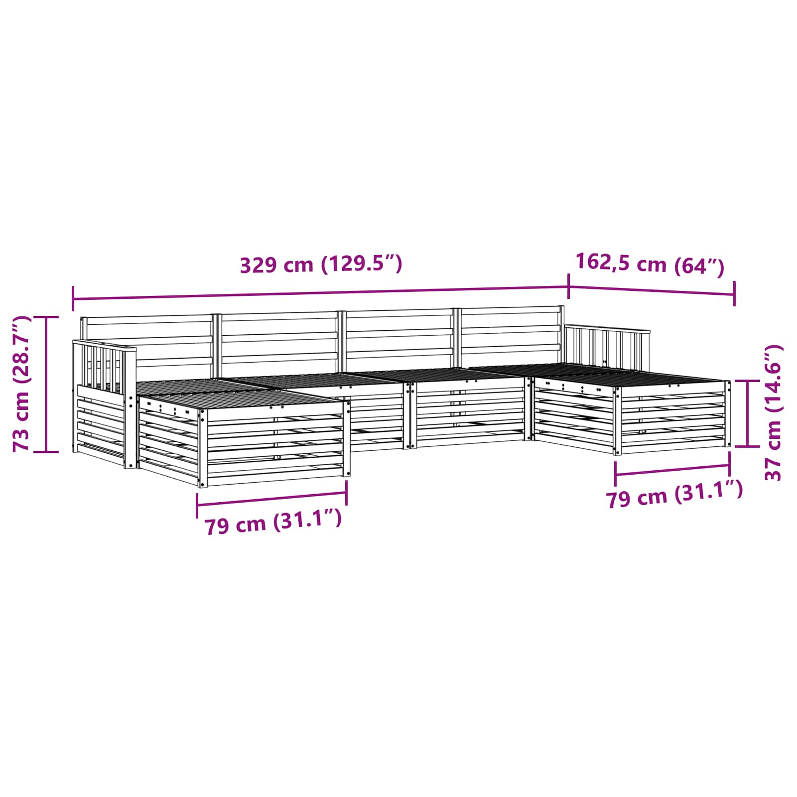 Setovi sofa 6 pcs Bijela Čvrsto drvo akacije