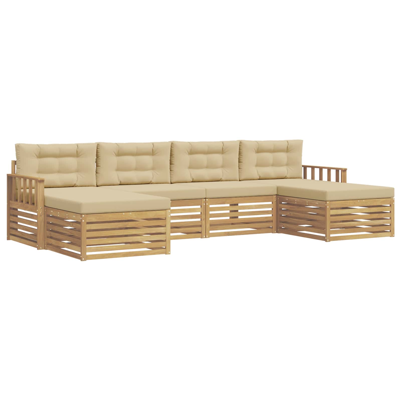 Setovi sofa s jastukom 6 pcs Bijela i bež Čvrsto drvo akacije