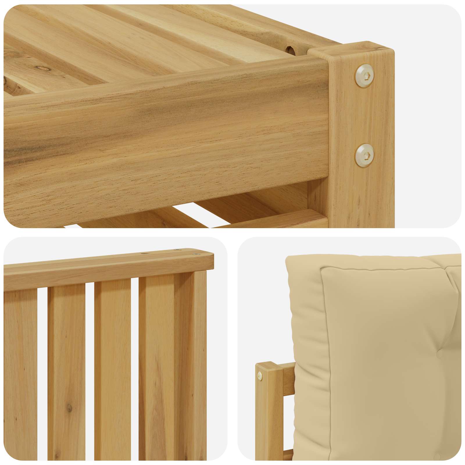 Set vanjskih sofa 6 kom. Bijela i bež Čvrsto drvo akacije