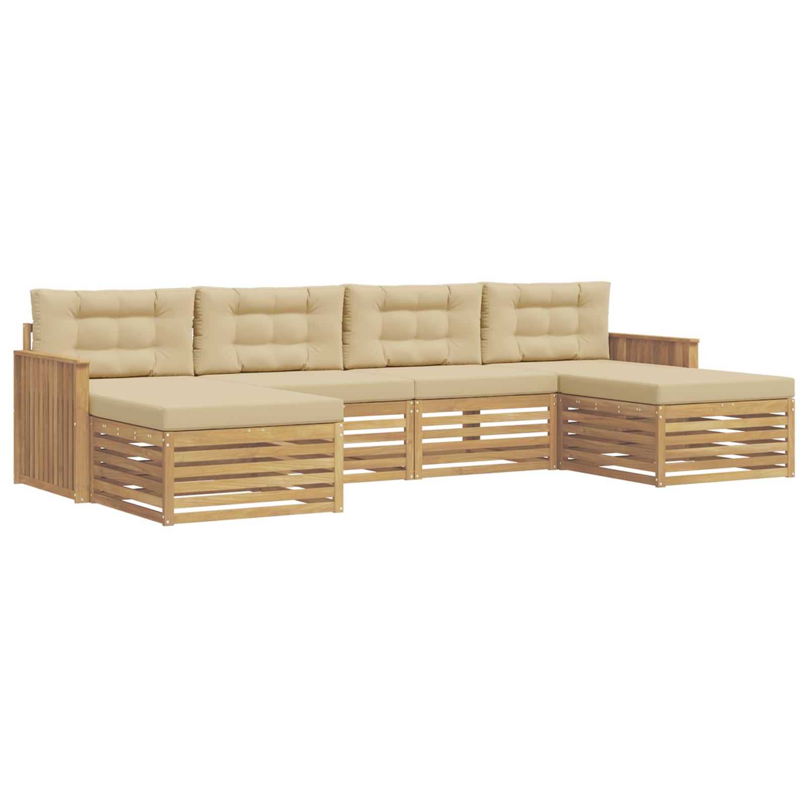 Set vanjskih sofa 6 kom. Bijela i bež Čvrsto drvo akacije