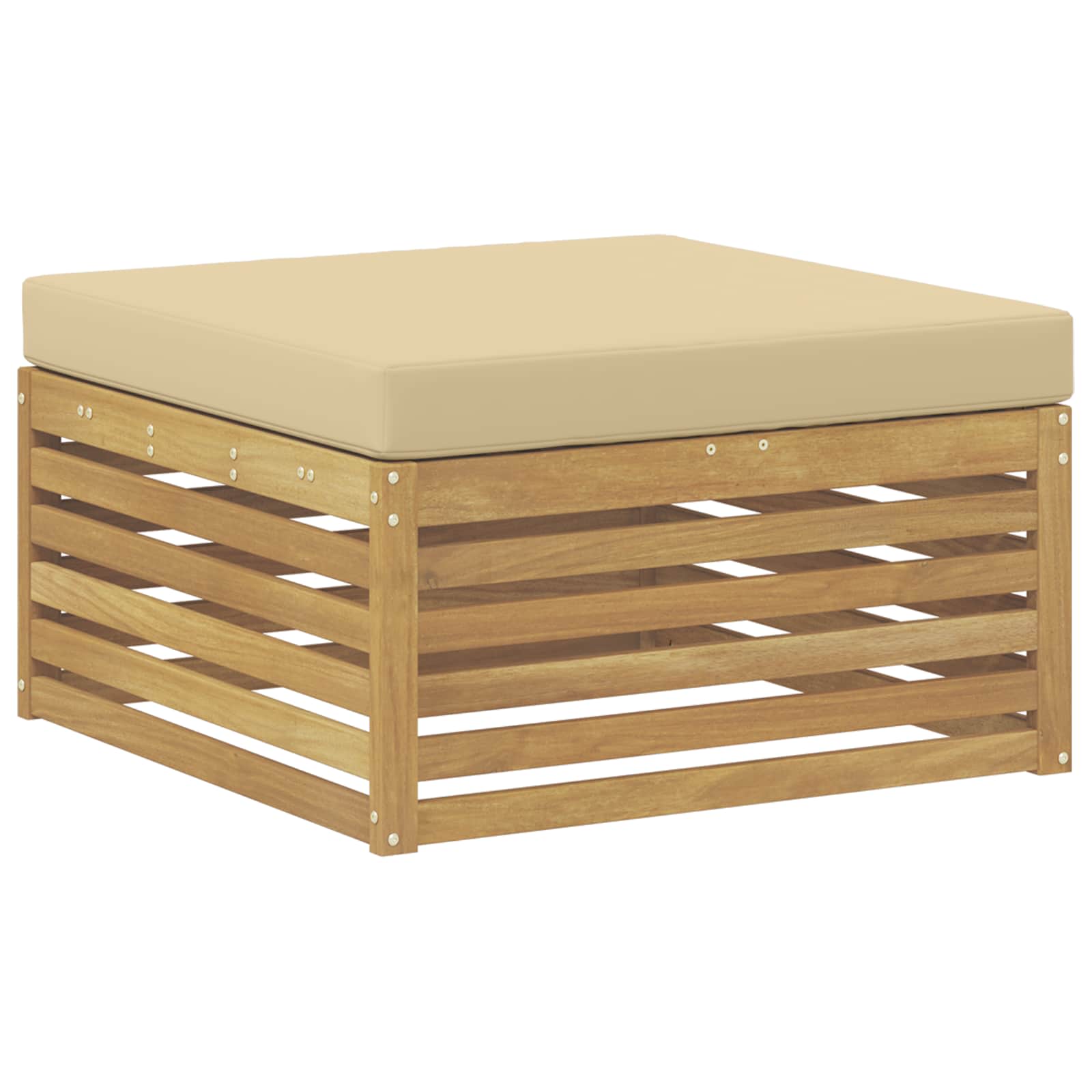 Set vanjskih sofa 6 kom. Bijela i bež Čvrsto drvo akacije
