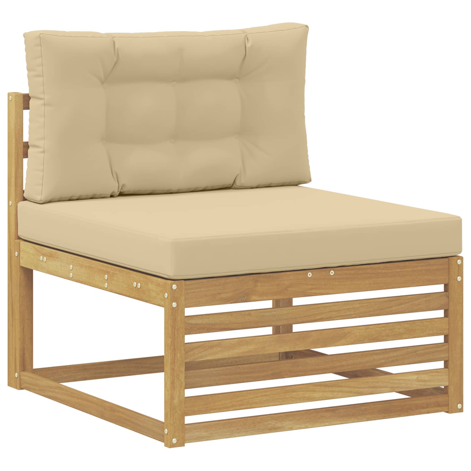 Set vanjskih sofa 6 kom. Bijela i bež Čvrsto drvo akacije