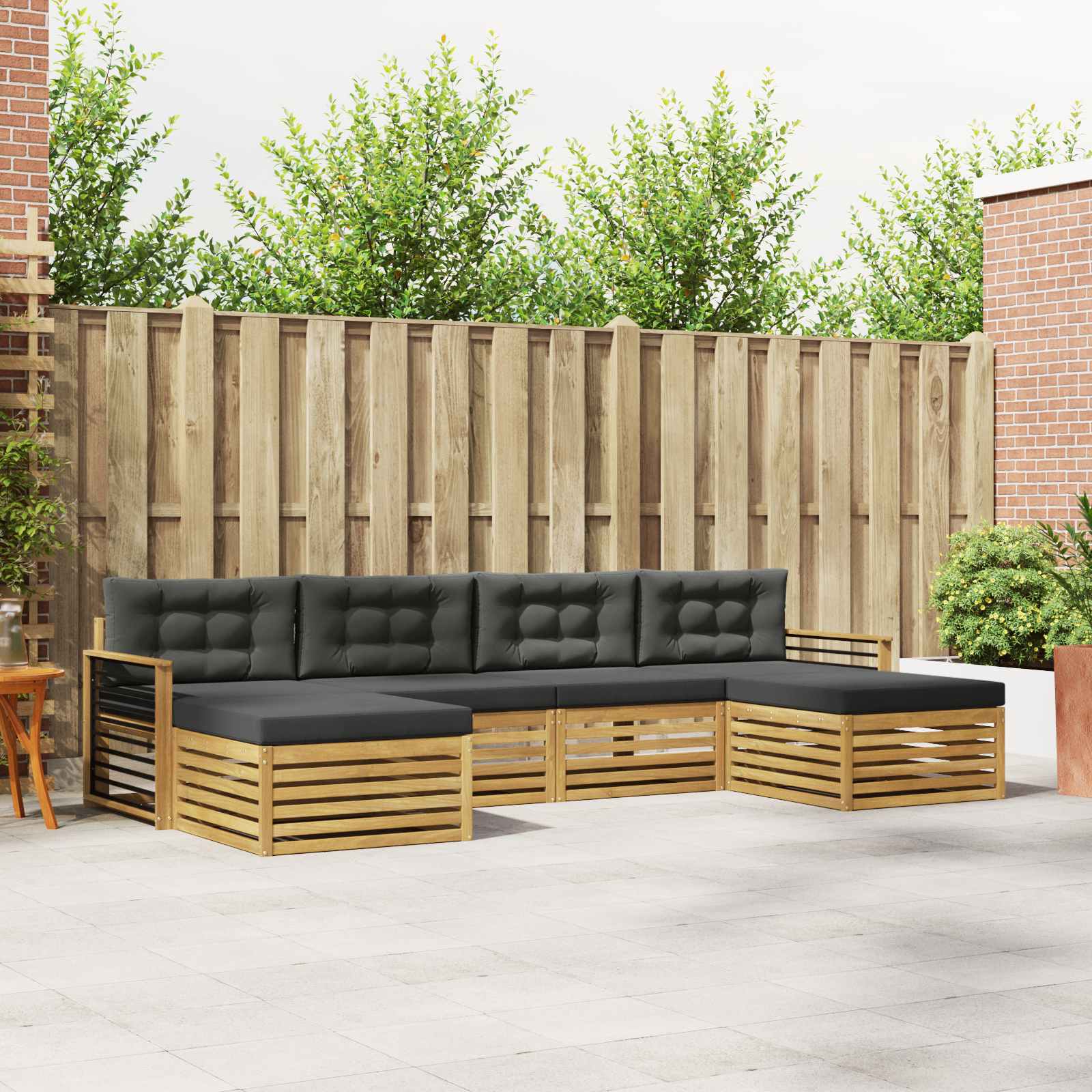 Setovi sofa 6 pcs Bijela i antracit Čvrsto drvo akacije