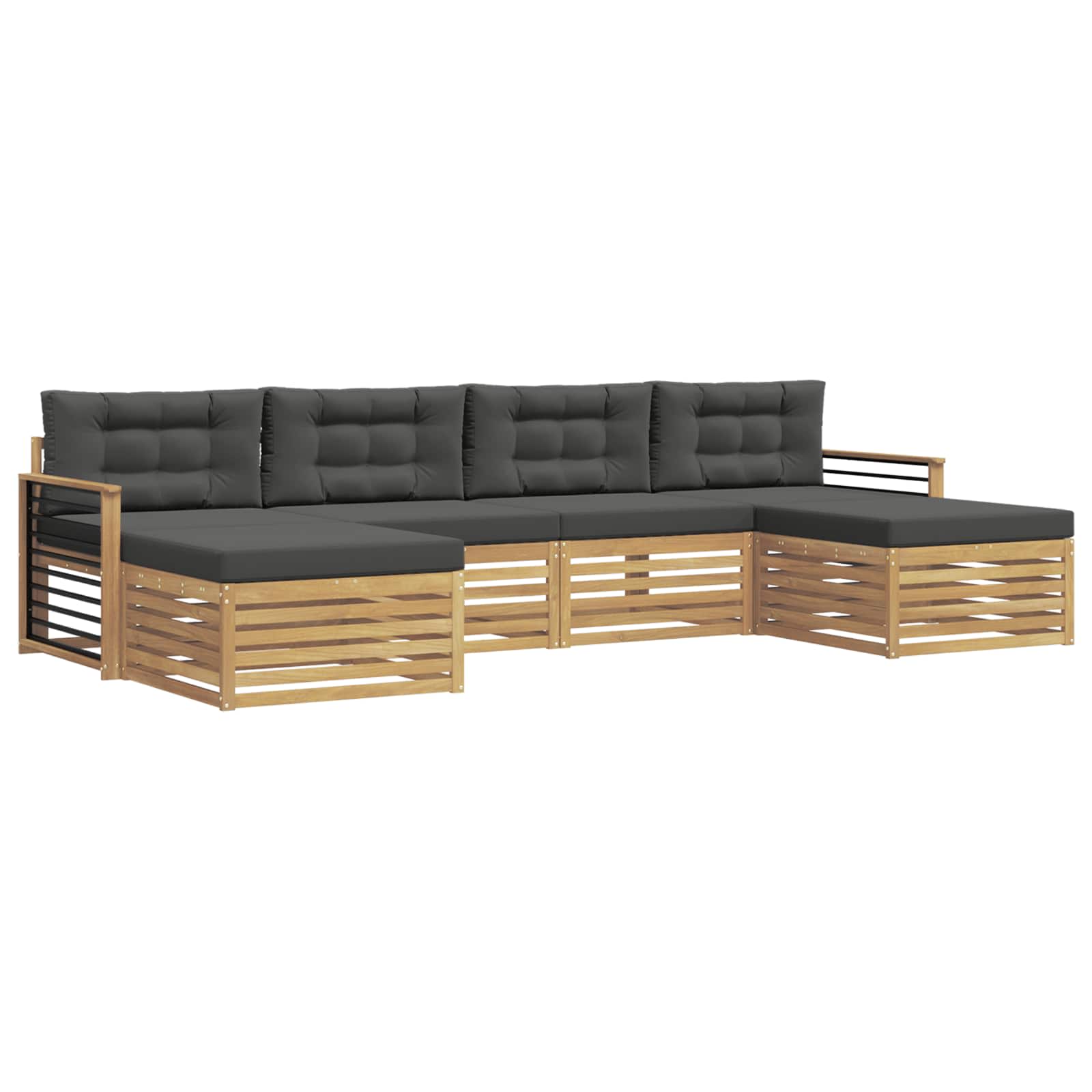 Setovi sofa 6 pcs Bijela i antracit Čvrsto drvo akacije