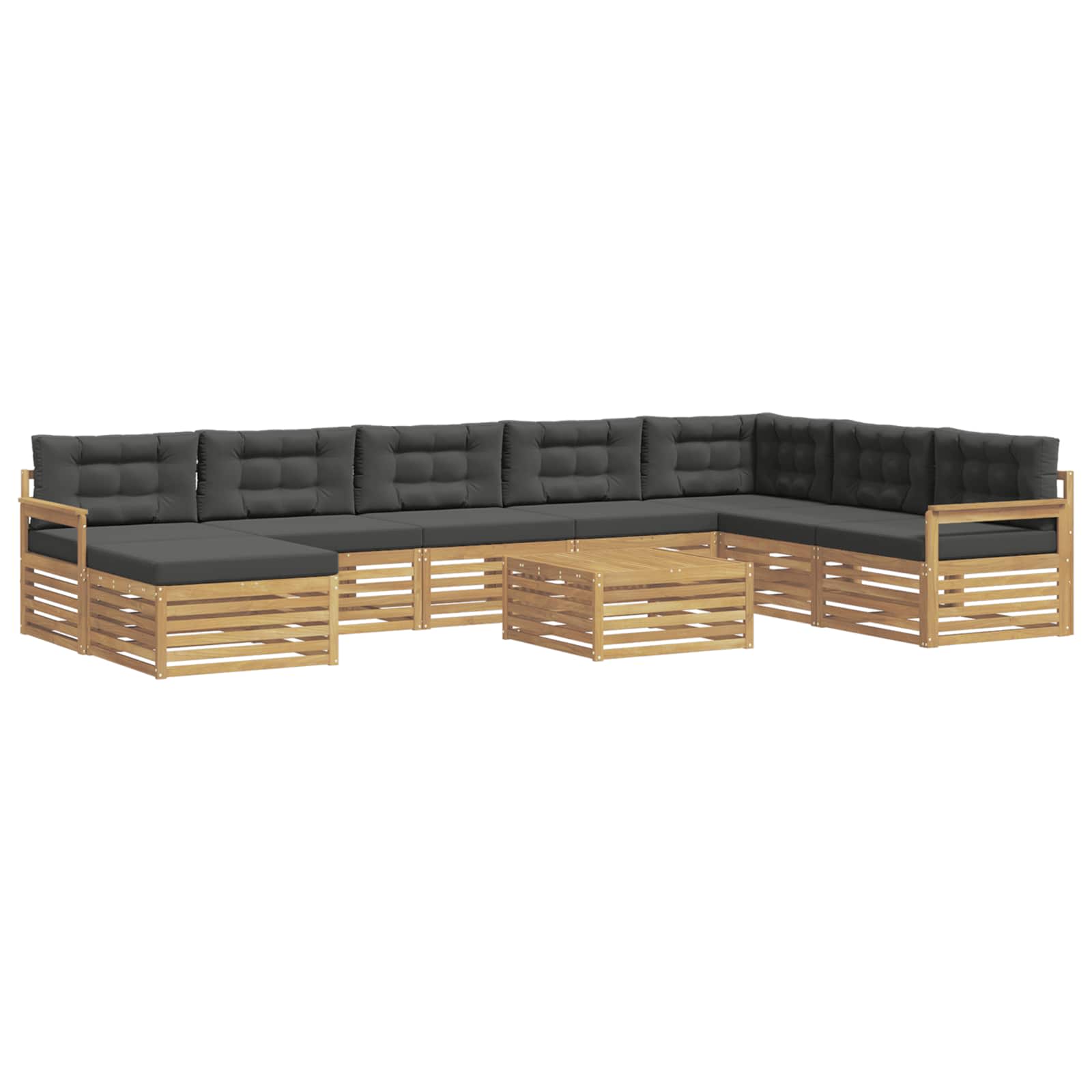 Set vanjskih sofa 9 kom. Bijela i antracit Čvrsto drvo akacije