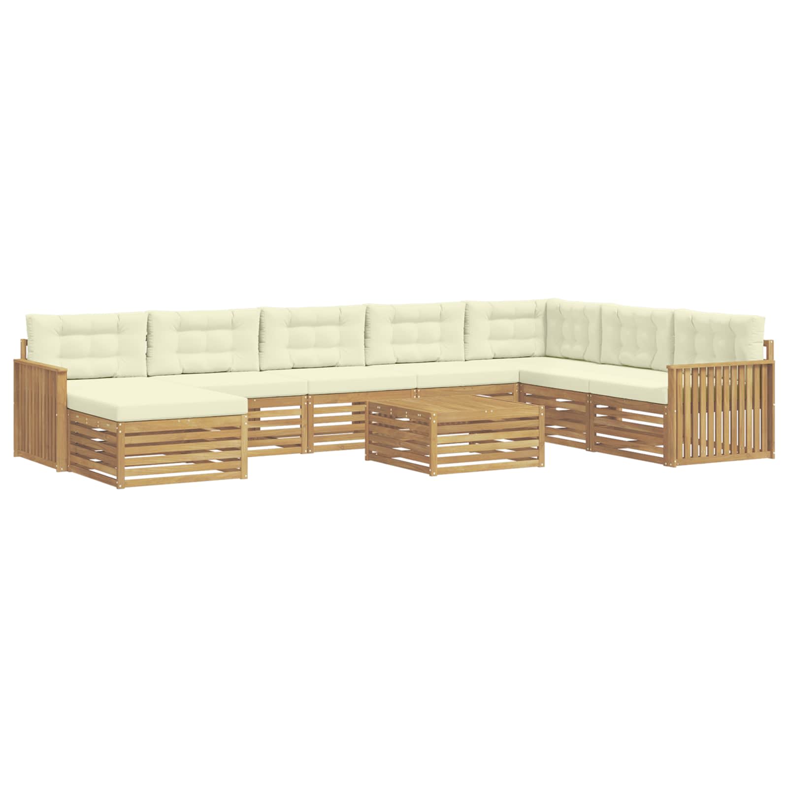 Set vanjskih sofa 9 kom. Bijela i krem Čvrsto drvo akacije