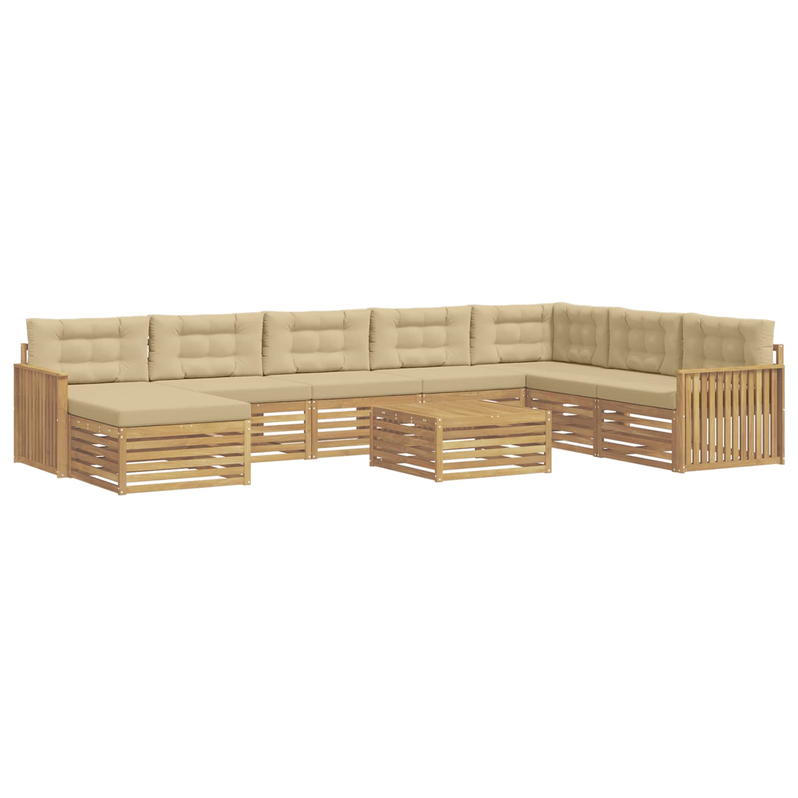 Set vanjskih sofa 9 kom. Bijela i bež Čvrsto drvo akacije