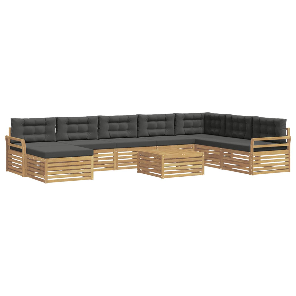 Set vanjskih sofa 9 kom. Bijela i antracit Čvrsto drvo akacije