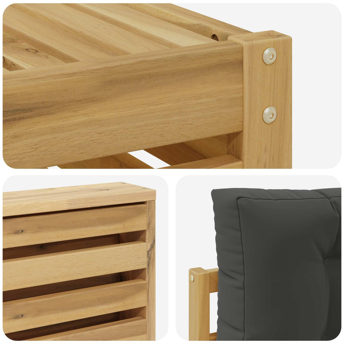 Set vanjskih sofa 9 kom. Bijela i antracit Čvrsto drvo akacije