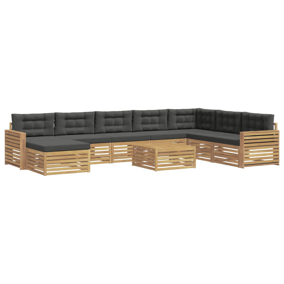 Set vanjskih sofa 9 kom. Bijela i antracit Čvrsto drvo akacije