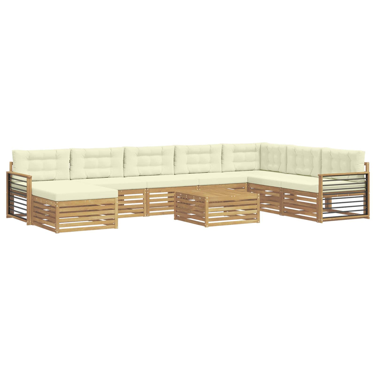 Set vanjskih sofa 9 kom. Bijela i krem Čvrsto drvo akacije