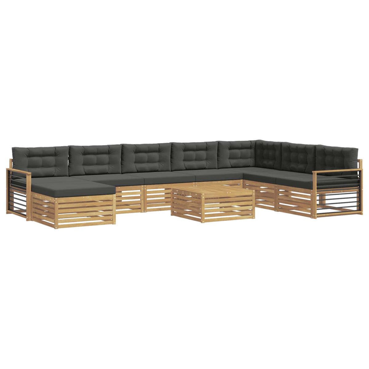 Set vanjskih sofa 9 kom. Bijela i antracit Čvrsto drvo akacije