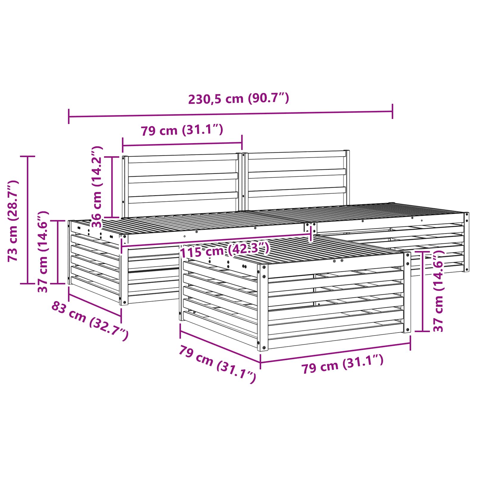 Set vanjskih sofa 4 Komad