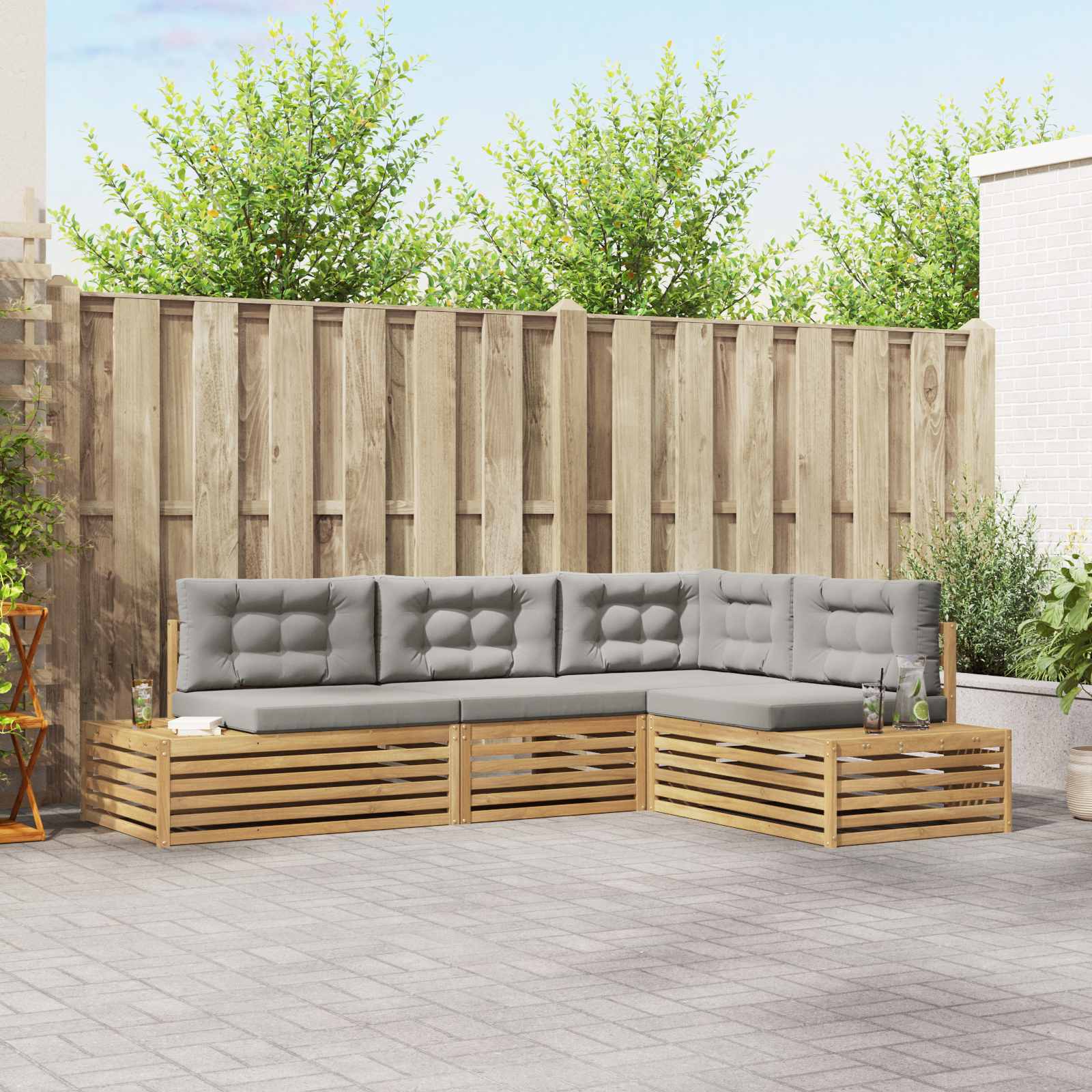 5 pcs Set vanjskih sofa Poliester Bijela