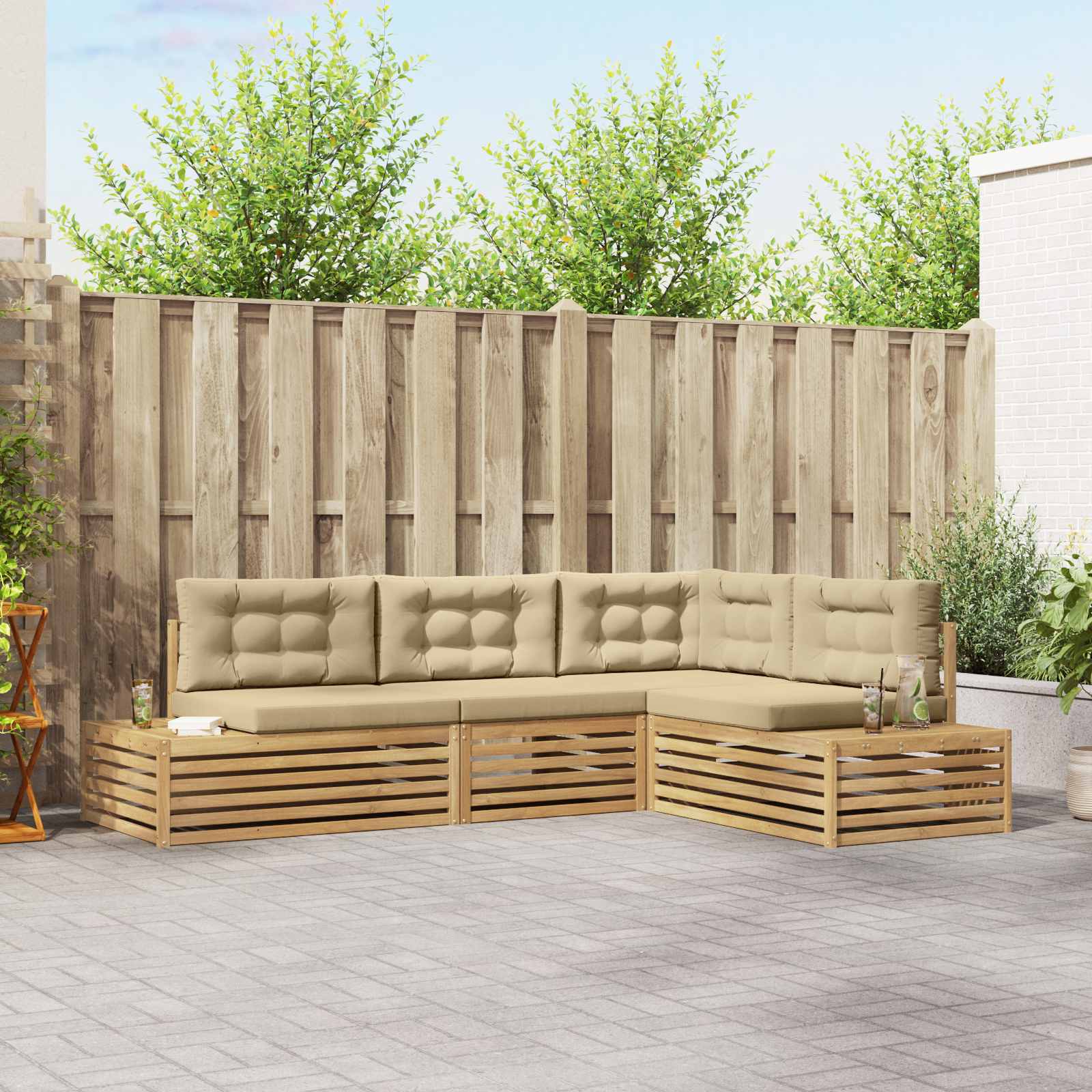 5 pcs Set vanjskih sofa Poliester Bijela