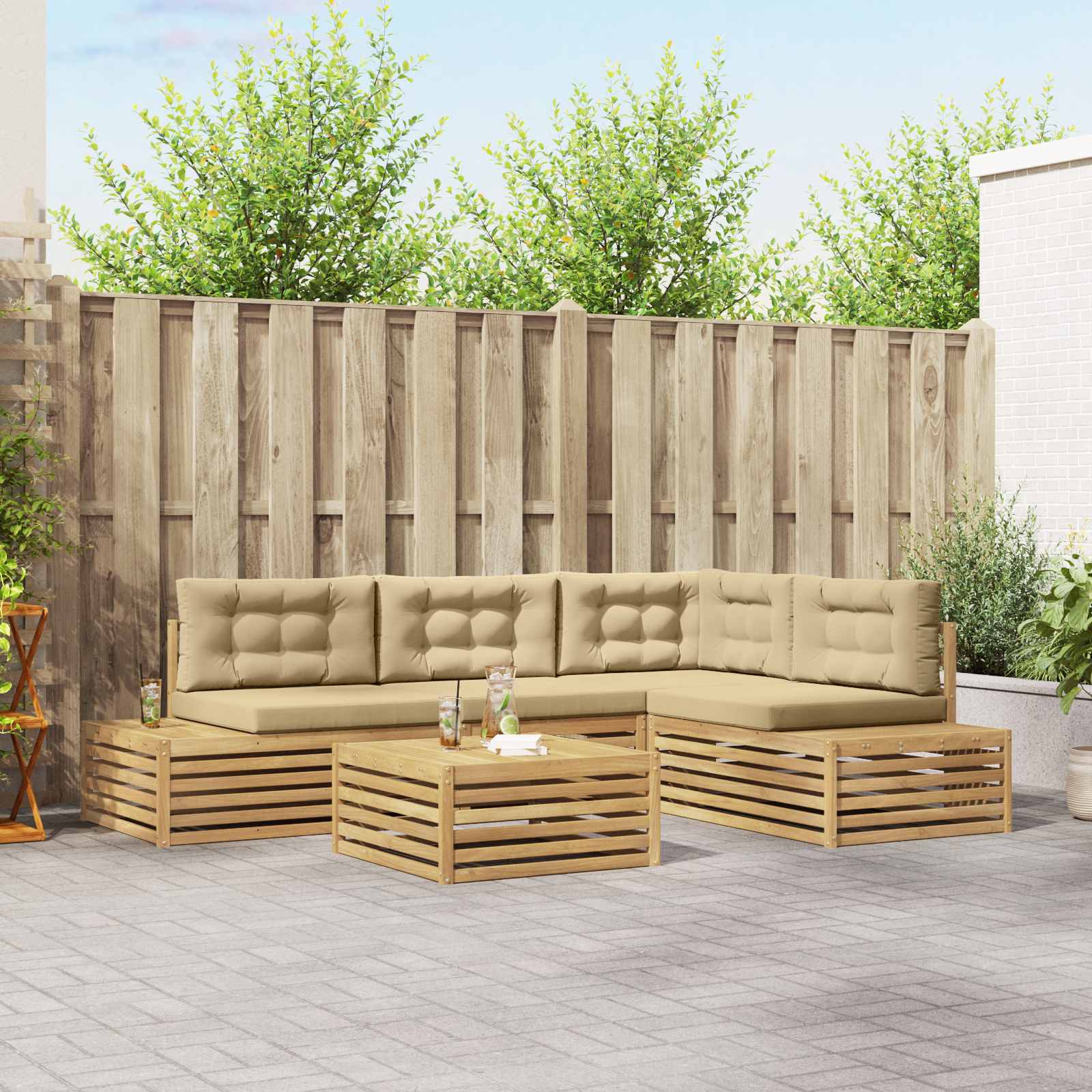 6 pcs Set vanjskih sofa Poliester Bijela