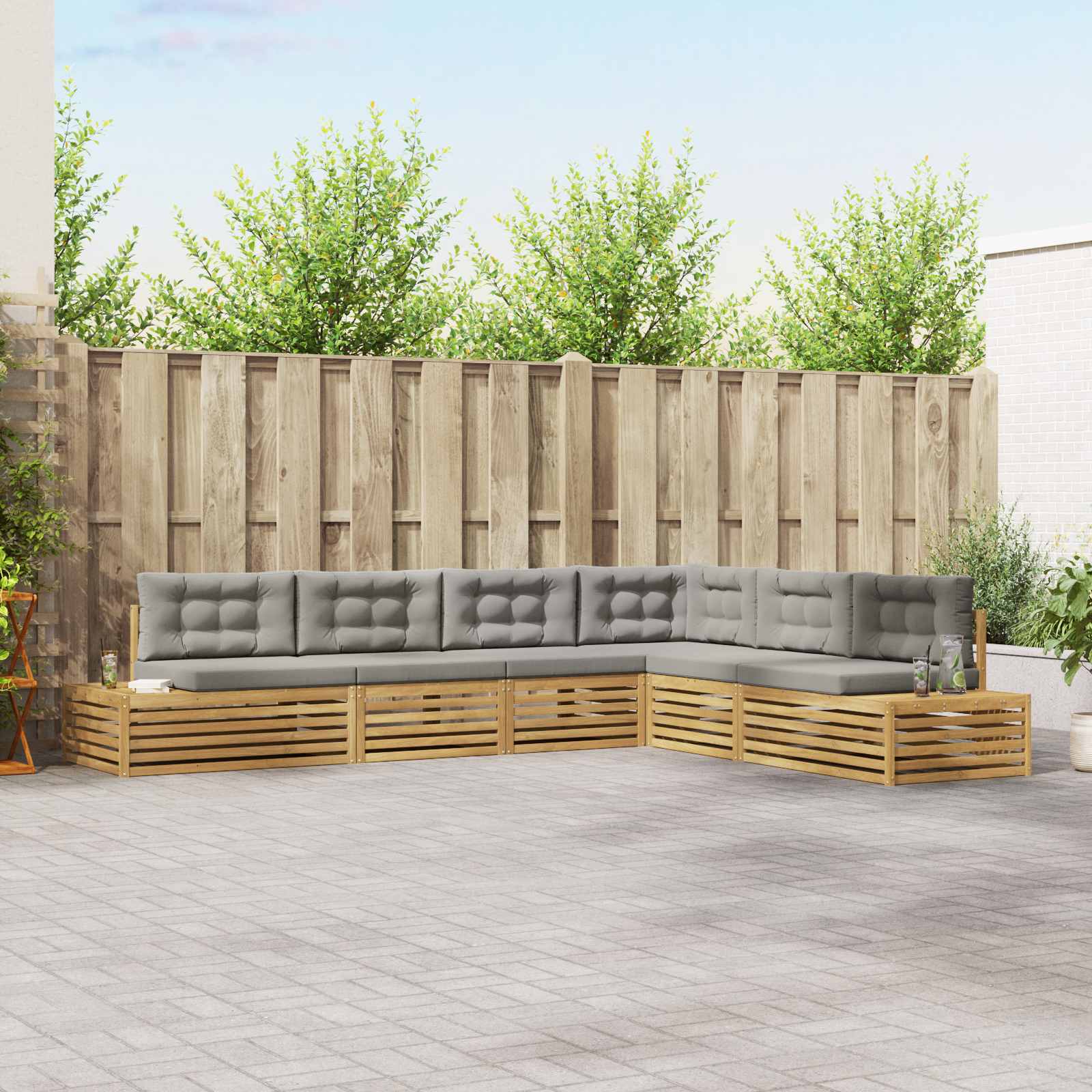 7 pcs Set vanjskih sofa Poliester Bijela