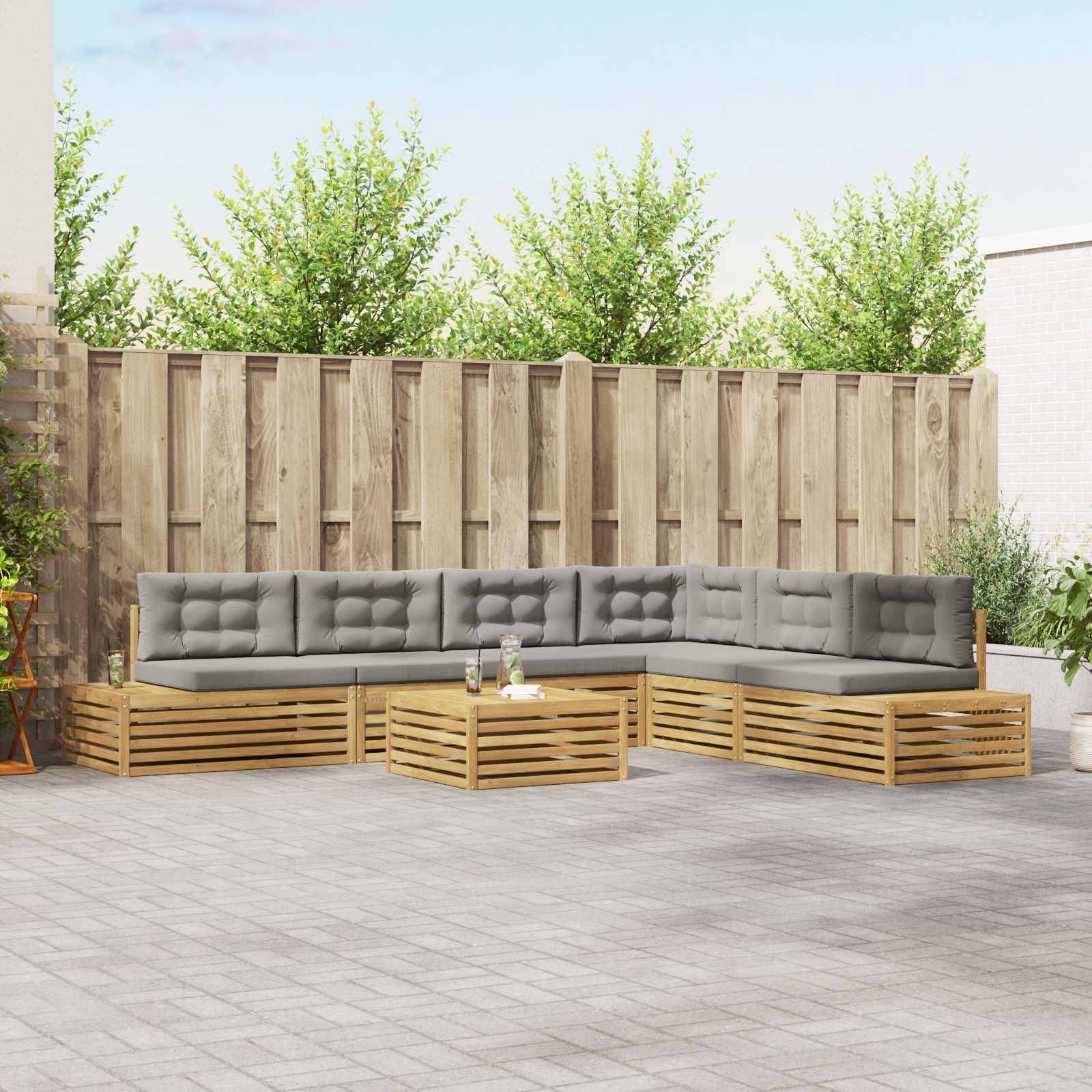 7 Komad Set vanjskih sofa Poliester Bijela