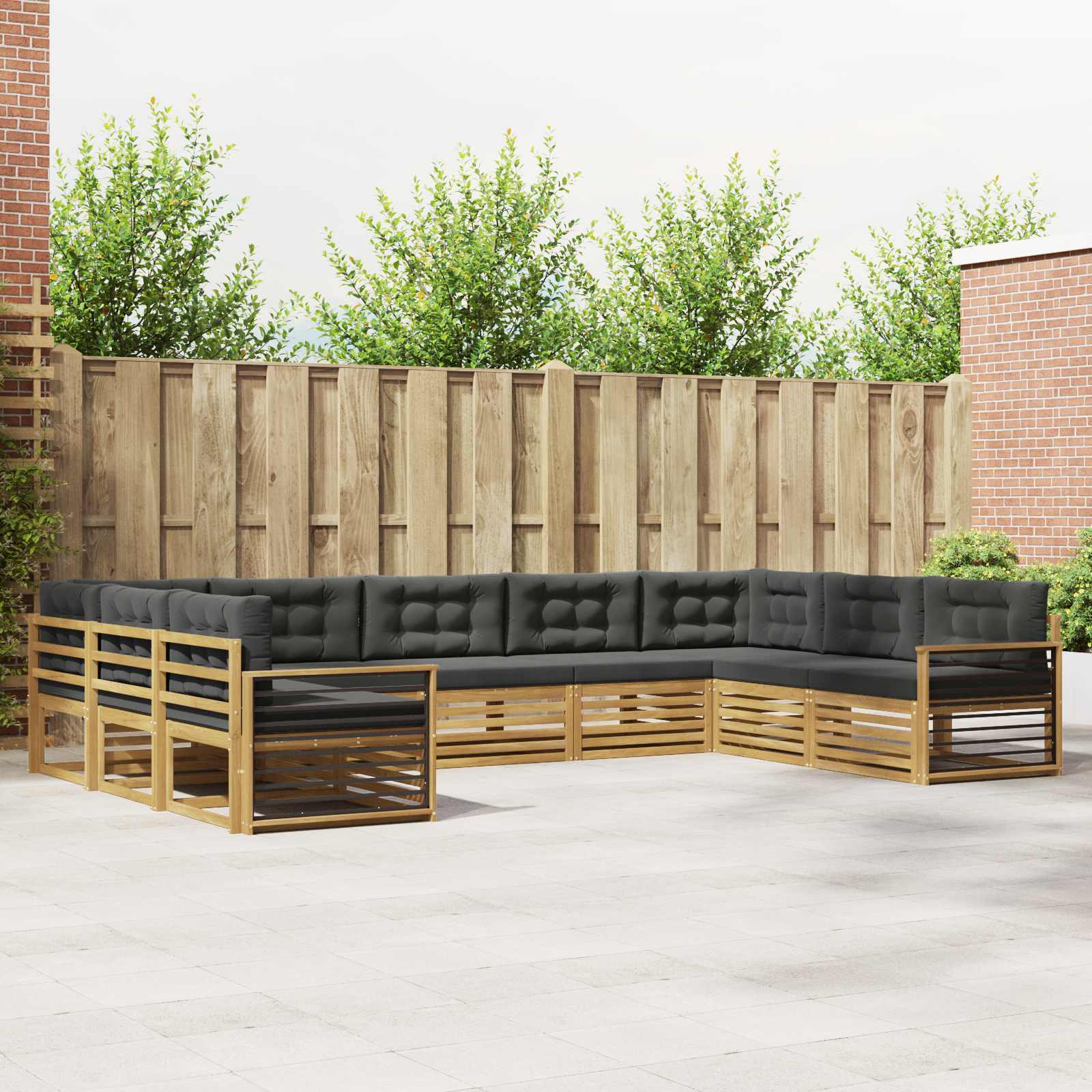 Set vanjskih sofa 9 pcs Bijela i antracit Čvrsto drvo akacije