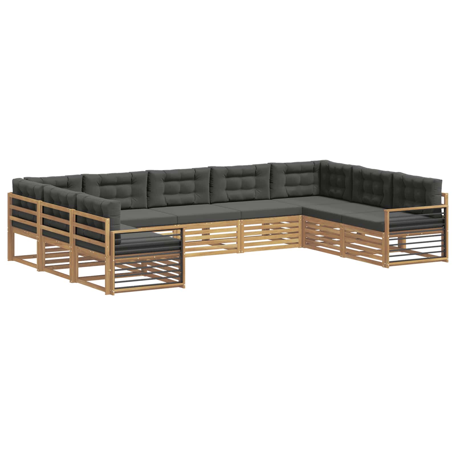 Set vanjskih sofa 9 pcs Bijela i antracit Čvrsto drvo akacije