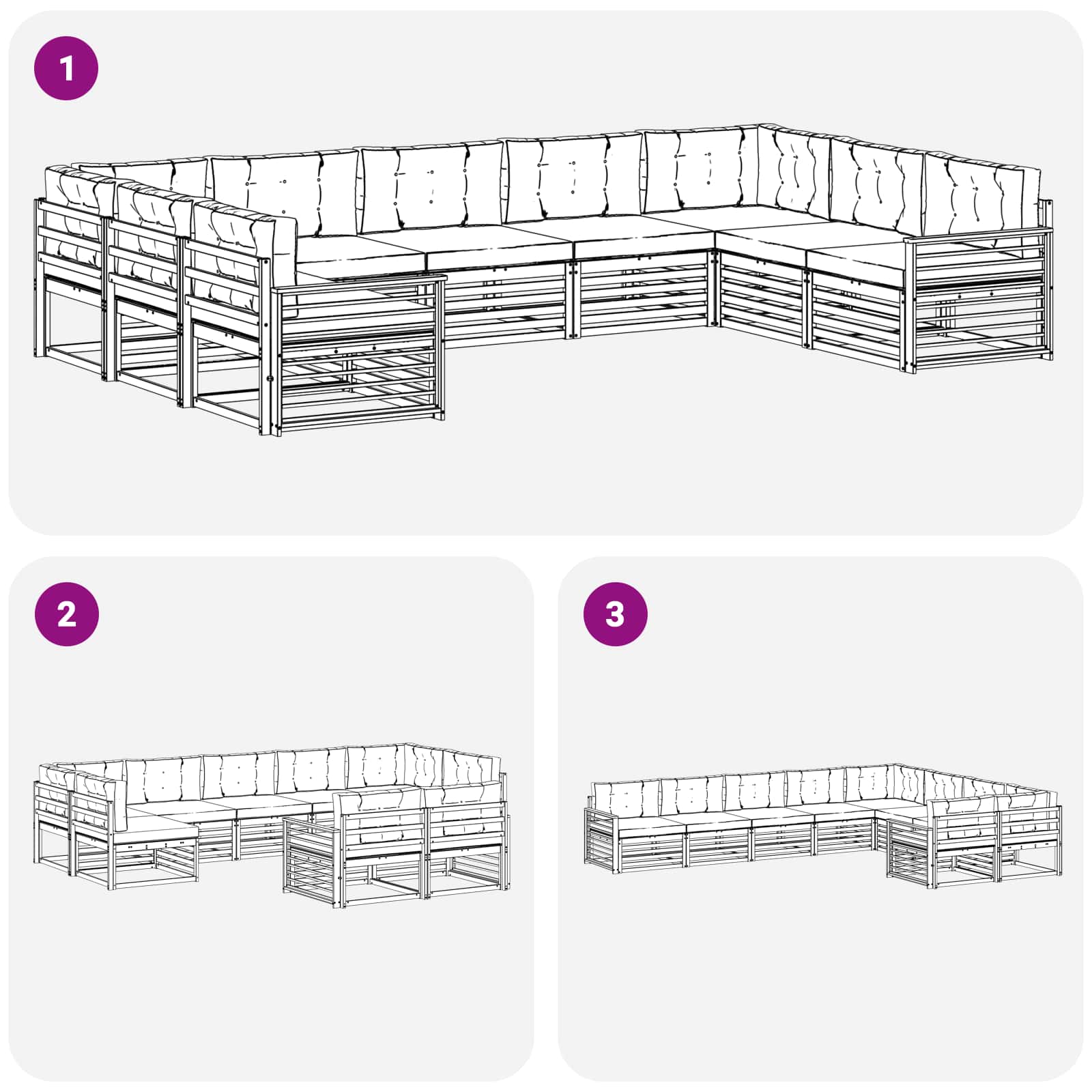 Set vanjskih sofa 9 pcs Bijela i bež Čvrsto drvo akacije