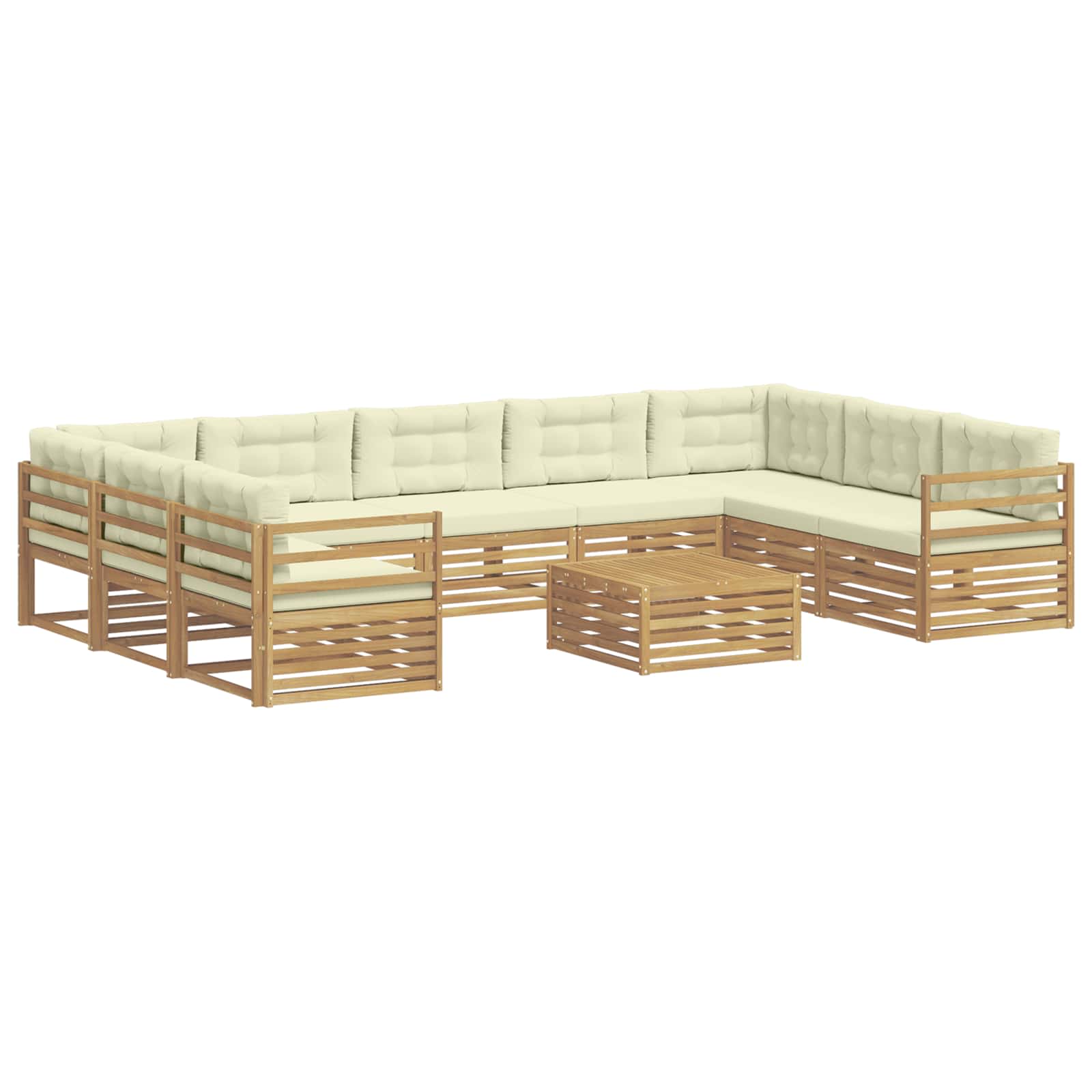 Set vanjskih sofa 10 kom. Bijela i krem Poliester