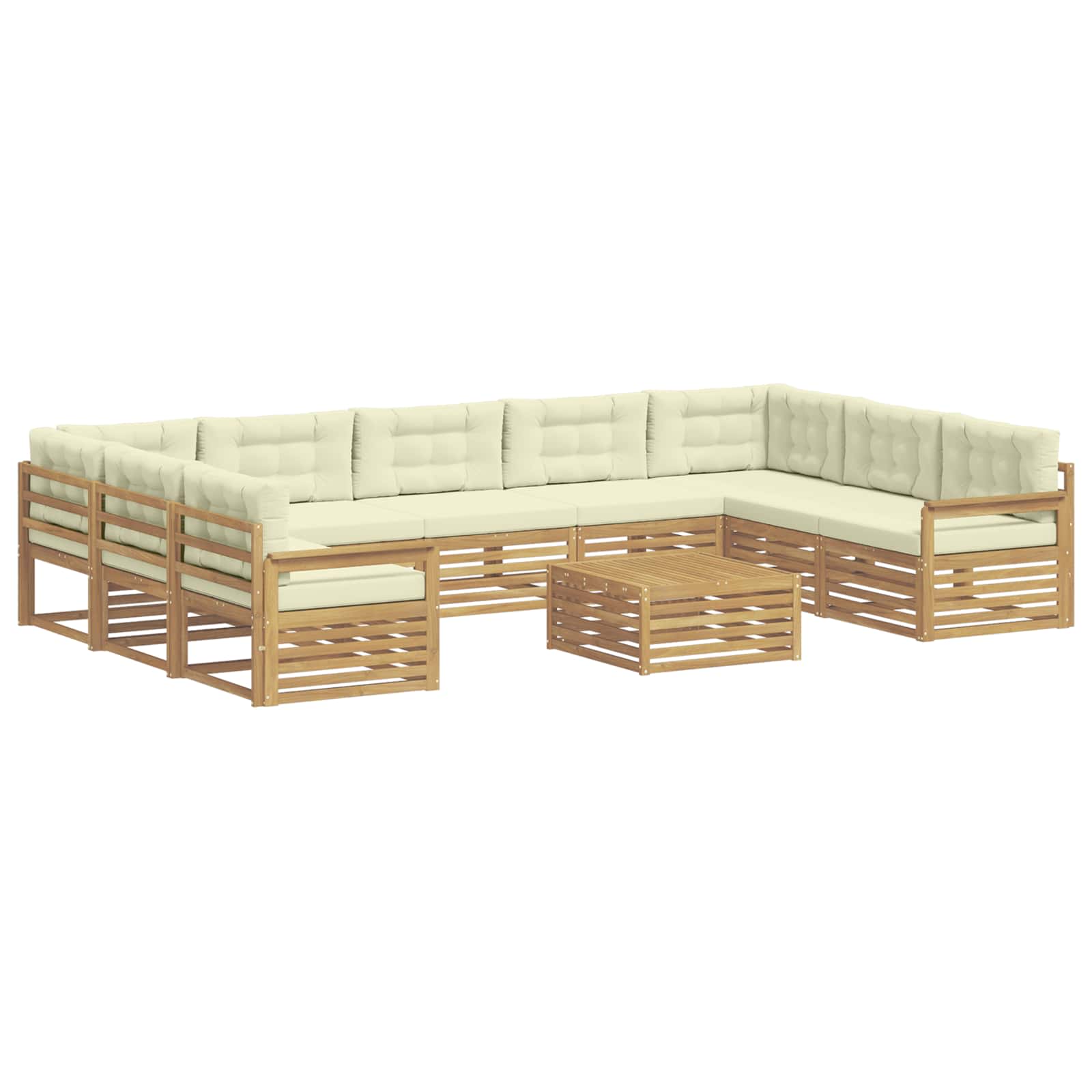 Set vanjskih sofa 10 kom. Bijela i krem Čvrsto drvo akacije