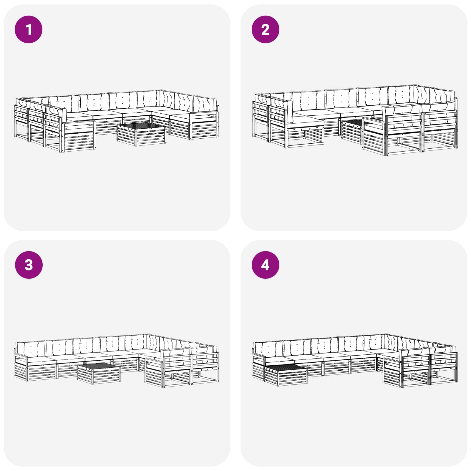Set vanjskih sofa 10 kom. Bijela i bež Čvrsto drvo akacije